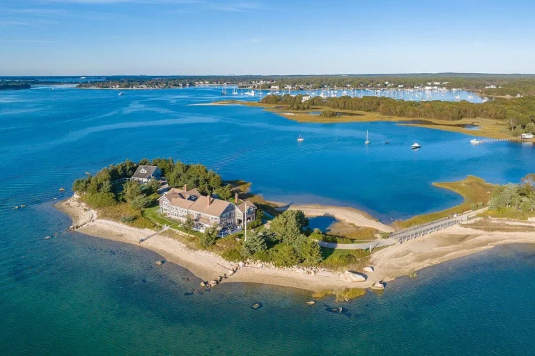 Check out the bridge!! Private island with a deepwater dock in Massachusetts. $10,900,000.