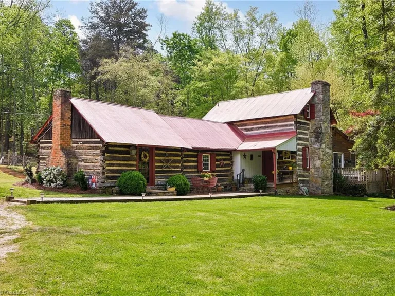 Historic Log Cabin Charm! C. 1798 on over 8 acres in NC. $575,000.