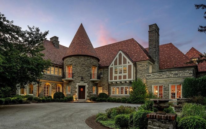 Circa 1930 Pennsylvania Fieldstone Estate With Stunning English-Inspired Gardens