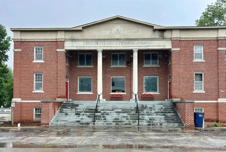 Check those beautiful stained glass! Circa 1921 Neoclassical in Oklahoma for only $115,000.